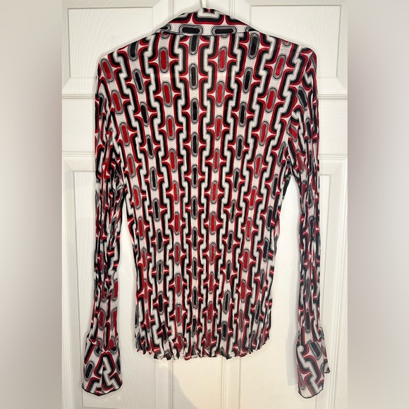 WORTHINGTON Tuxedo Front Sheer Blouse with Flare Style Cuffs - Picture 3 of 4